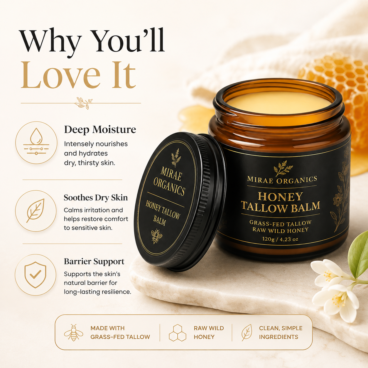 Mirae Organics Honey Tallow Balm